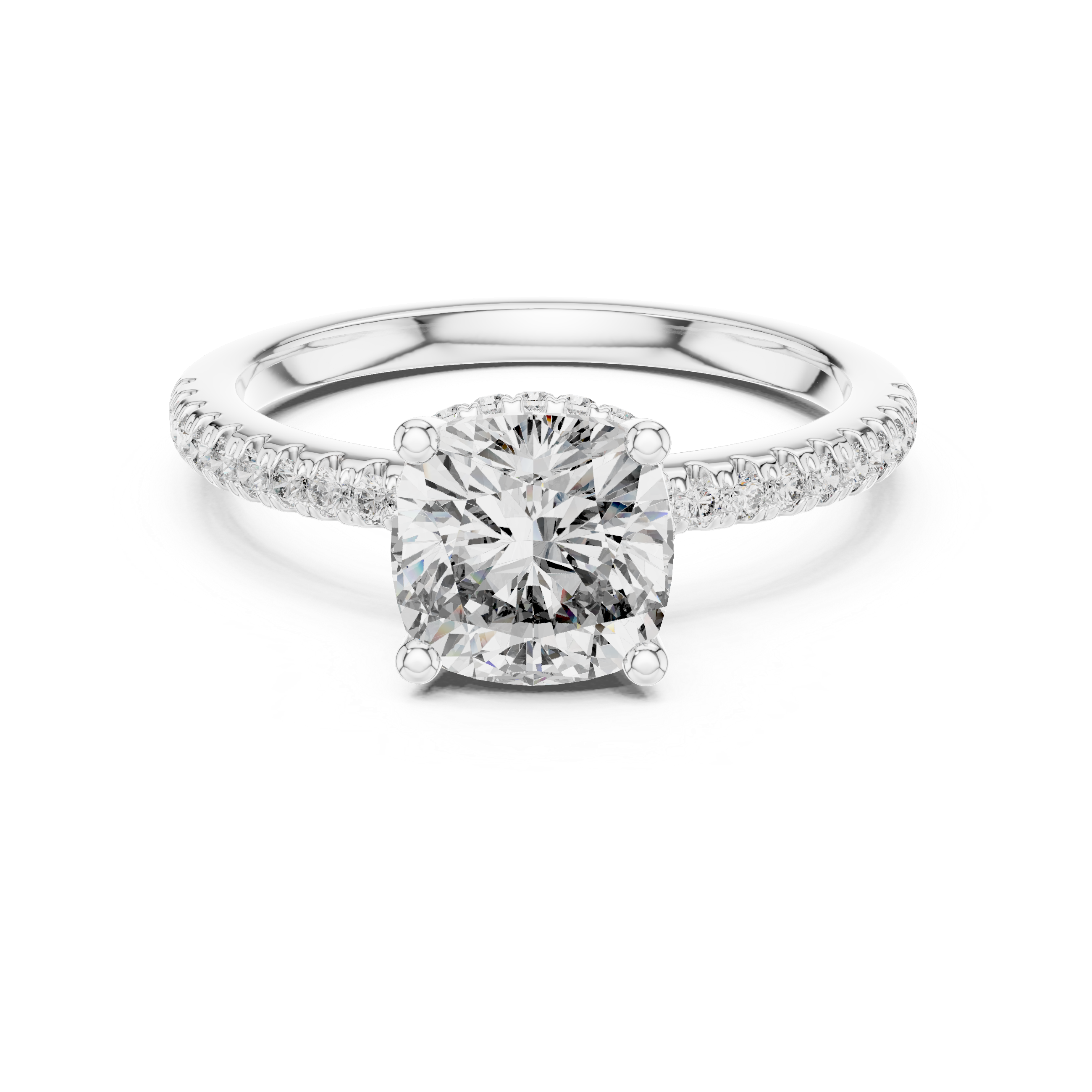 Gold 2Ct Solitaire Pave Cushion Lab Grown Diamond Halix Ring