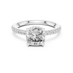 Gold 2Ct Solitaire Pave Cushion Lab Grown Diamond Halix Ring