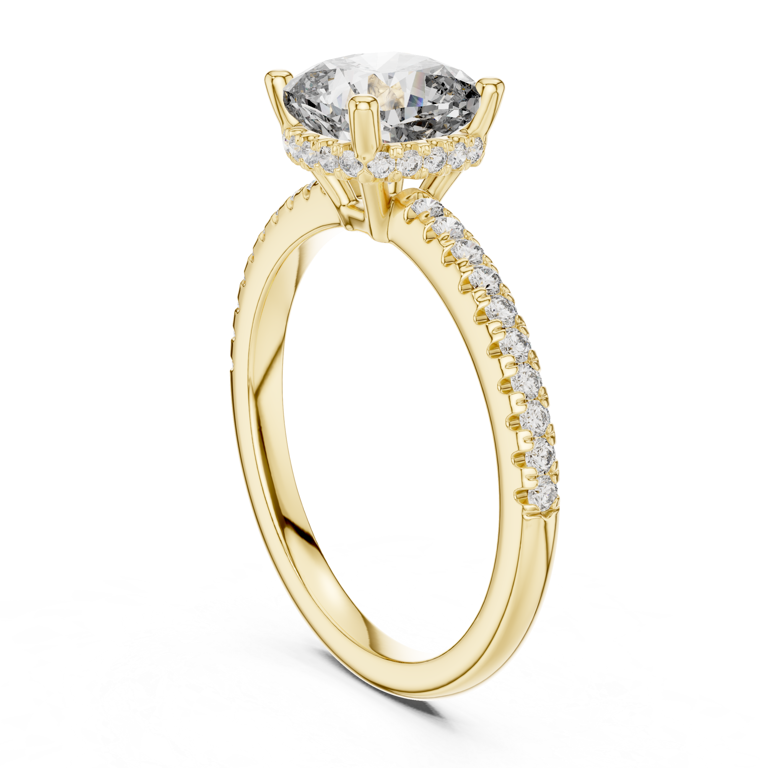 Gold 2Ct Solitaire Pave Cushion Lab Grown Diamond Halix Ring