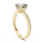 Gold 2Ct Solitaire Pave Cushion Lab Grown Diamond Halix Ring