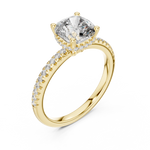 Gold 2Ct Solitaire Pave Cushion Lab Grown Diamond Halix Ring