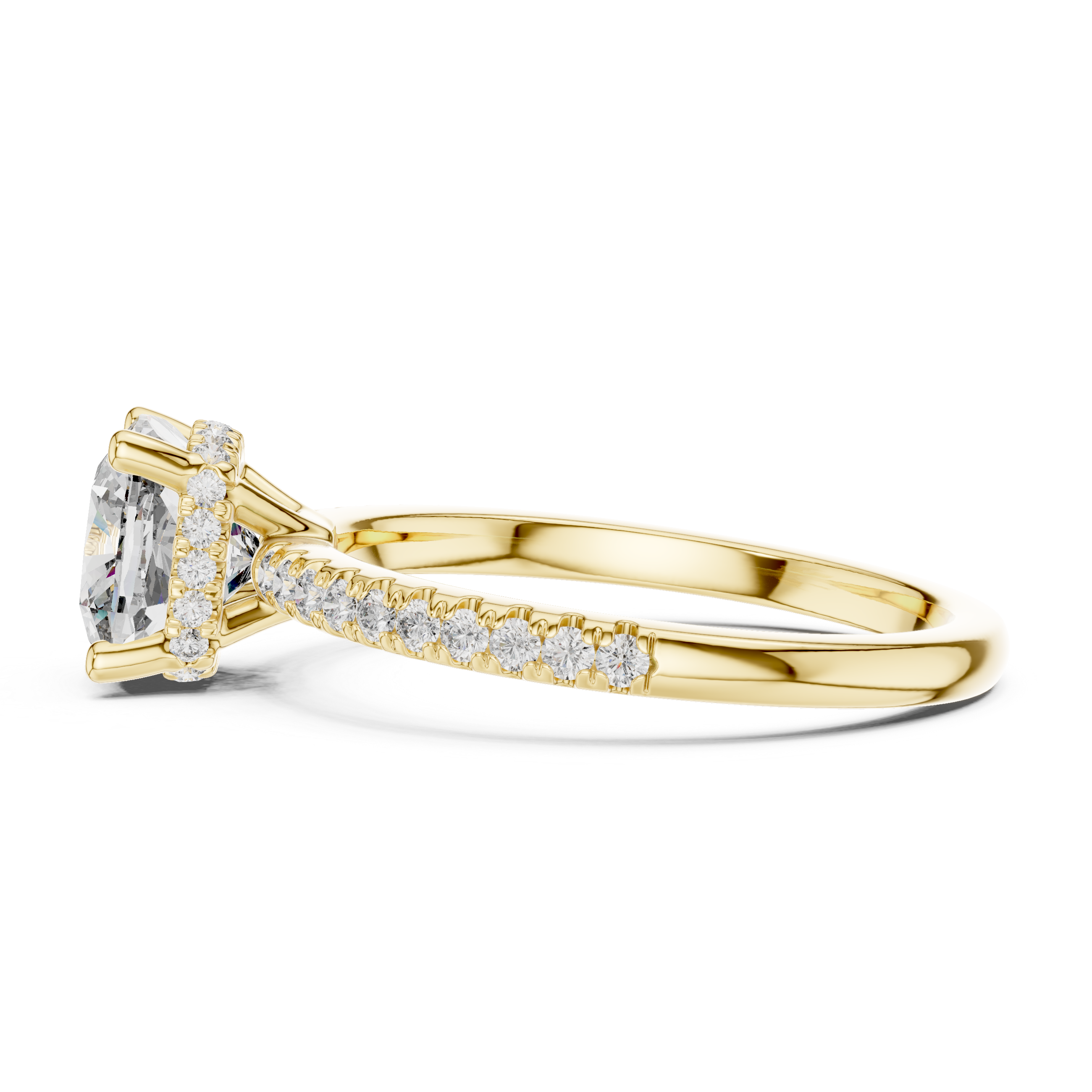 Gold 2Ct Solitaire Pave Cushion Lab Grown Diamond Halix Ring