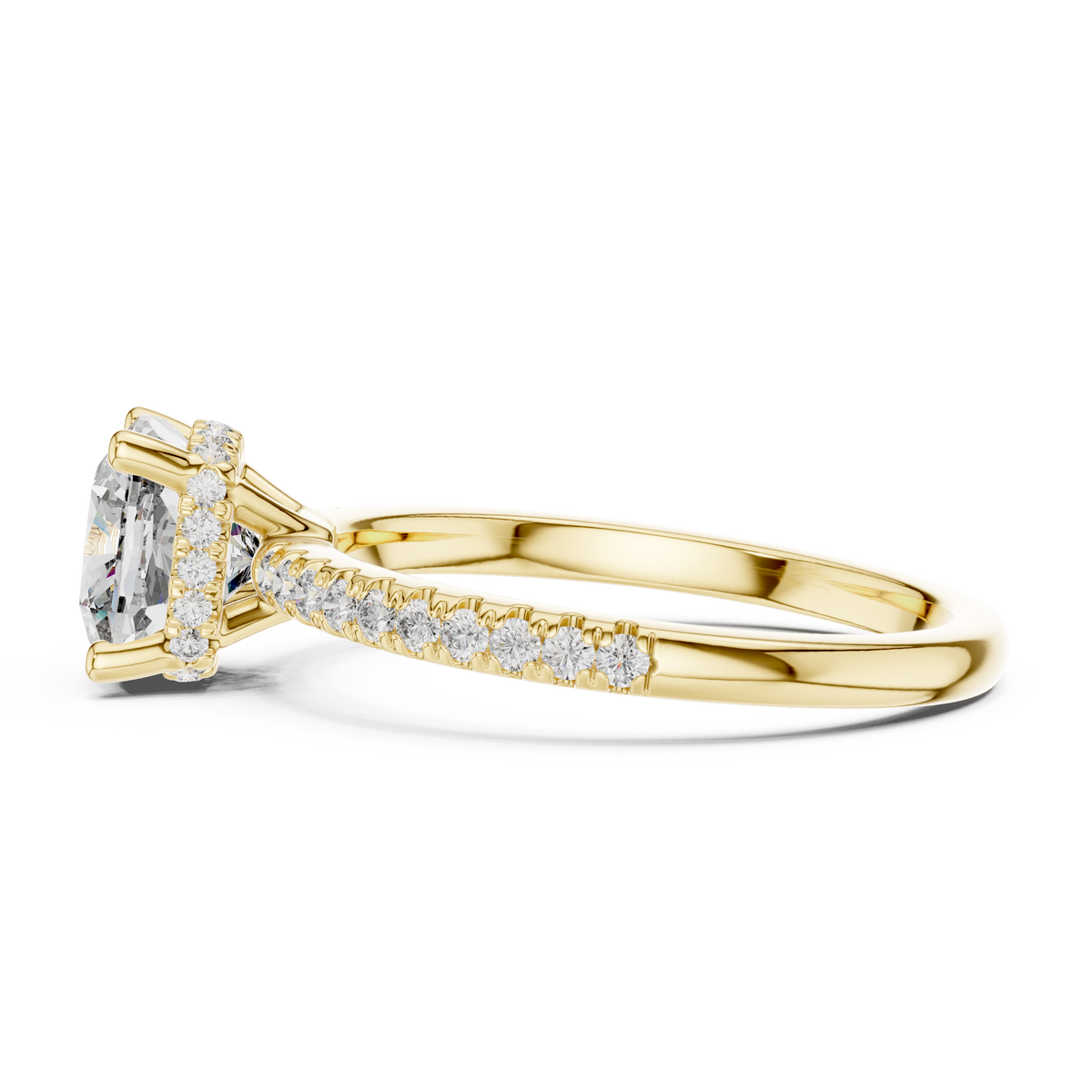 Gold 2Ct Solitaire Pave Cushion Lab Grown Diamond Halix Ring