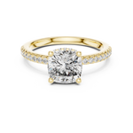 Gold 2Ct Solitaire Pave Cushion Lab Grown Diamond Halix Ring