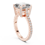 Gold 4Ct Solitaire Pave Band Asscher Lab Grown Diamond Eslyn Ring
