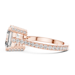 Gold 4Ct Solitaire Pave Band Asscher Lab Grown Diamond Eslyn Ring
