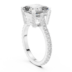 Gold 4Ct Solitaire Pave Band Asscher Lab Grown Diamond Eslyn Ring