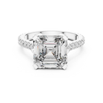 Gold 4Ct Solitaire Pave Band Asscher Lab Grown Diamond Eslyn Ring