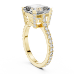 Gold 4Ct Solitaire Pave Band Asscher Lab Grown Diamond Eslyn Ring