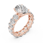 Gold 3Ct Solitaire Eternity Band Oval Lab Grown Diamond Belix Ring
