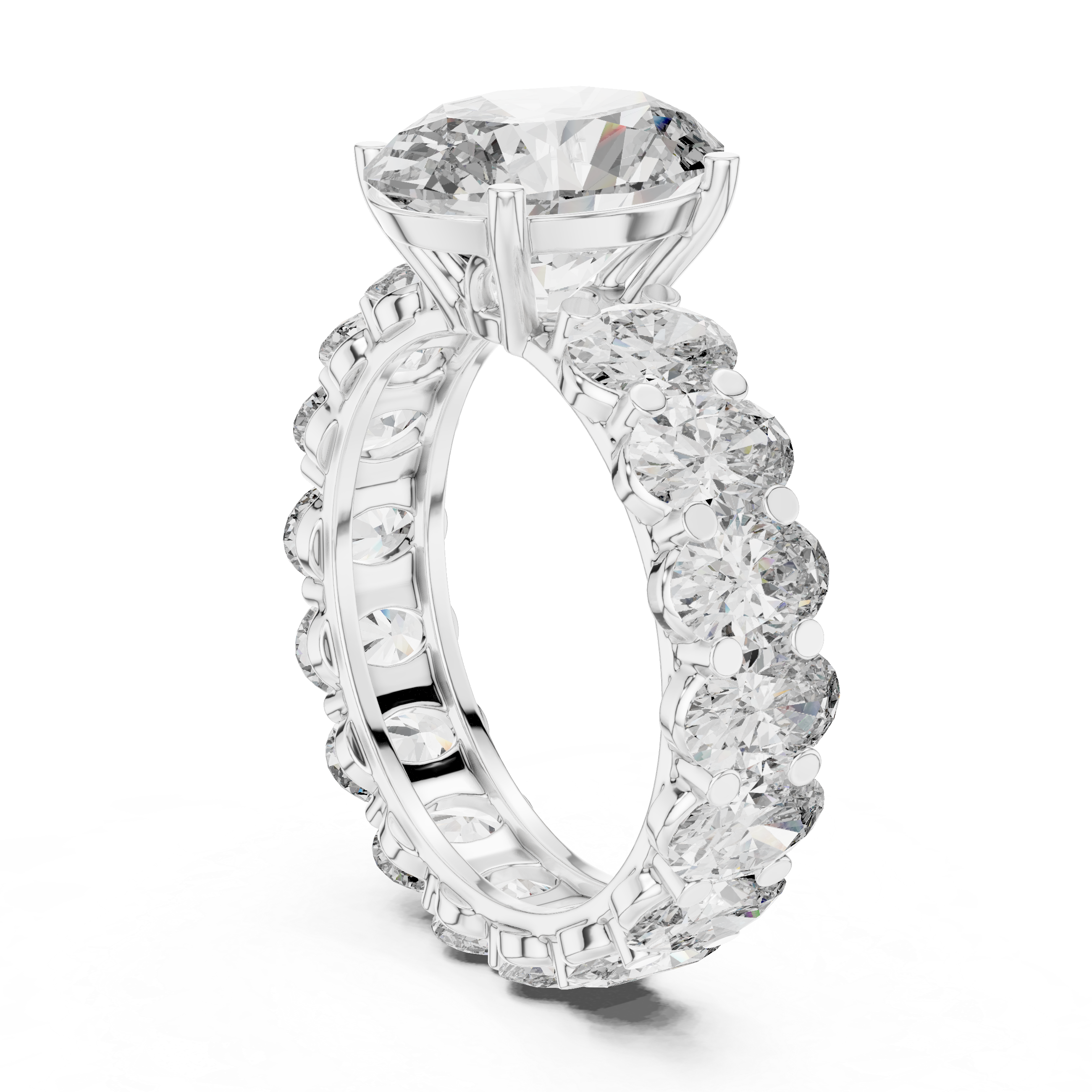 Gold 3Ct Solitaire Eternity Band Oval Lab Grown Diamond Belix Ring