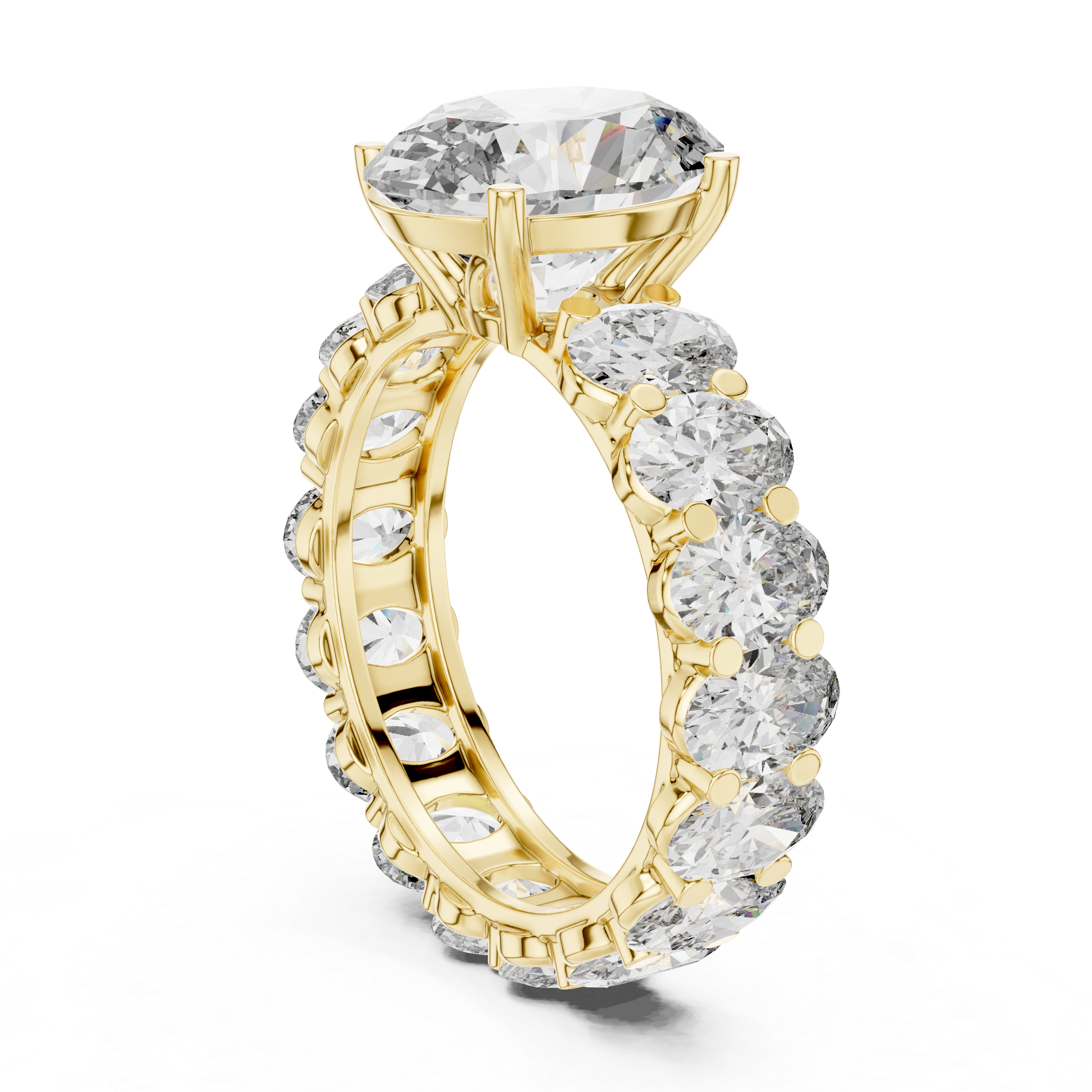 Gold 3Ct Solitaire Eternity Band Oval Lab Grown Diamond Belix Ring