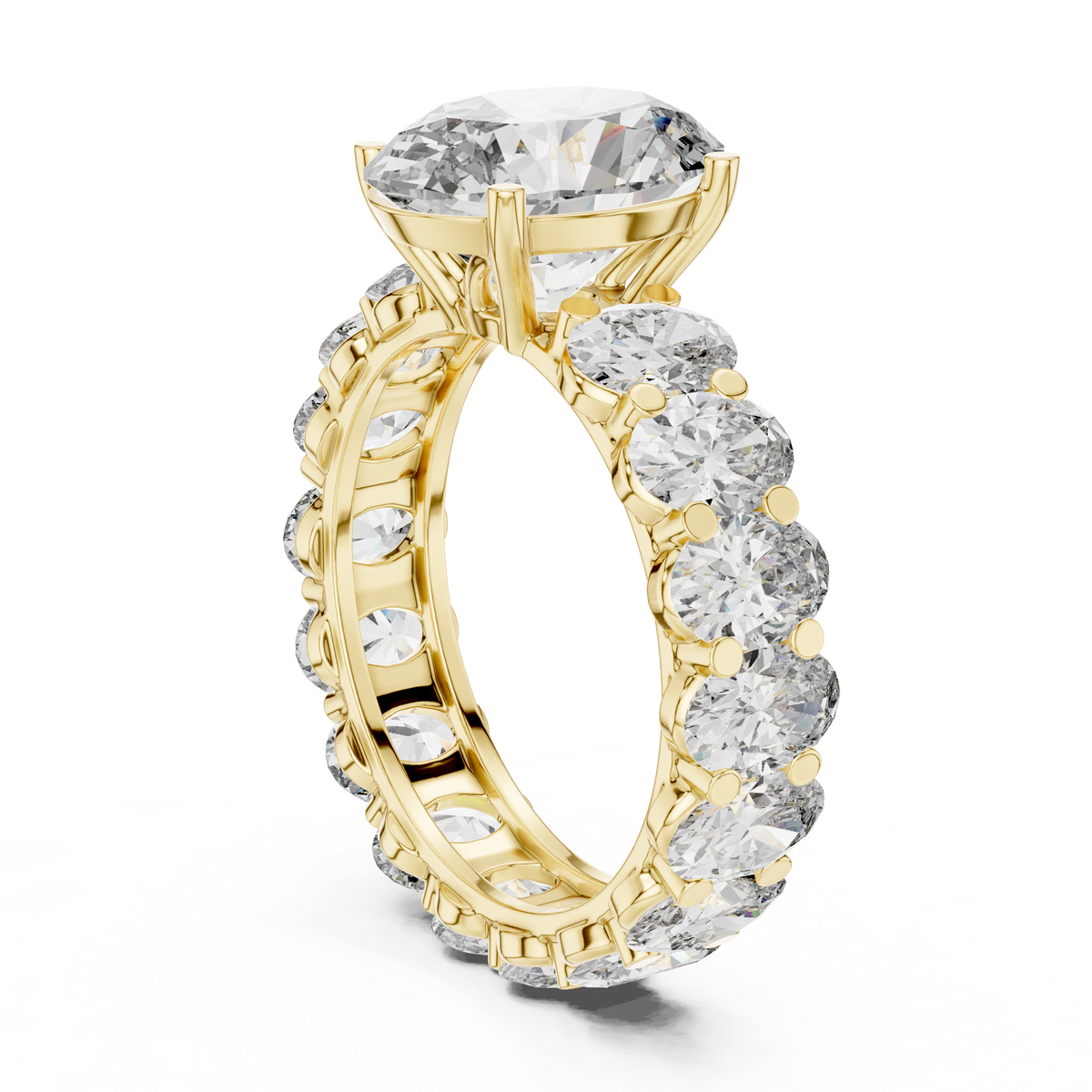 Gold 3Ct Solitaire Eternity Band Oval Lab Grown Diamond Belix Ring