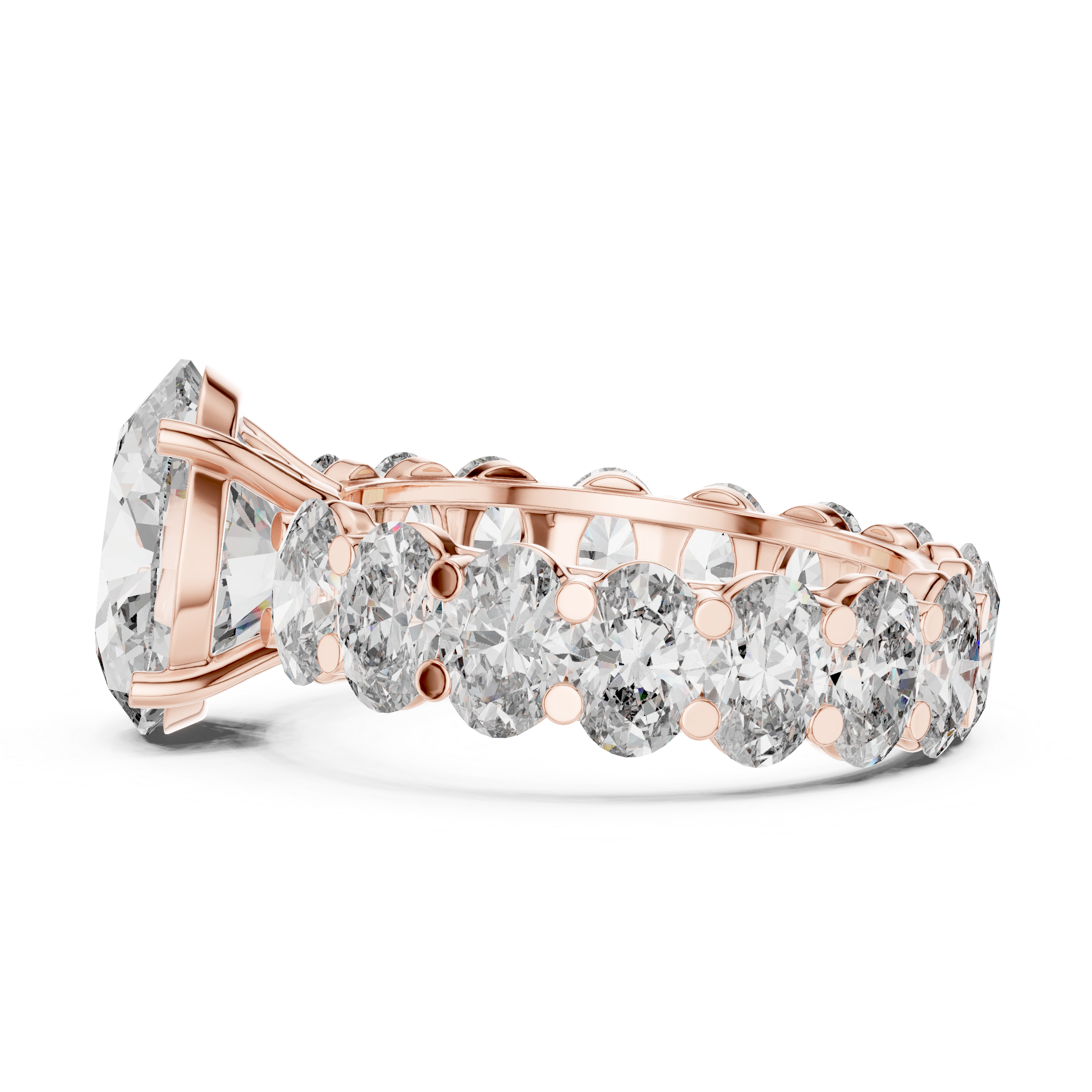Gold 3Ct Solitaire Eternity Band Oval Lab Grown Diamond Belix Ring