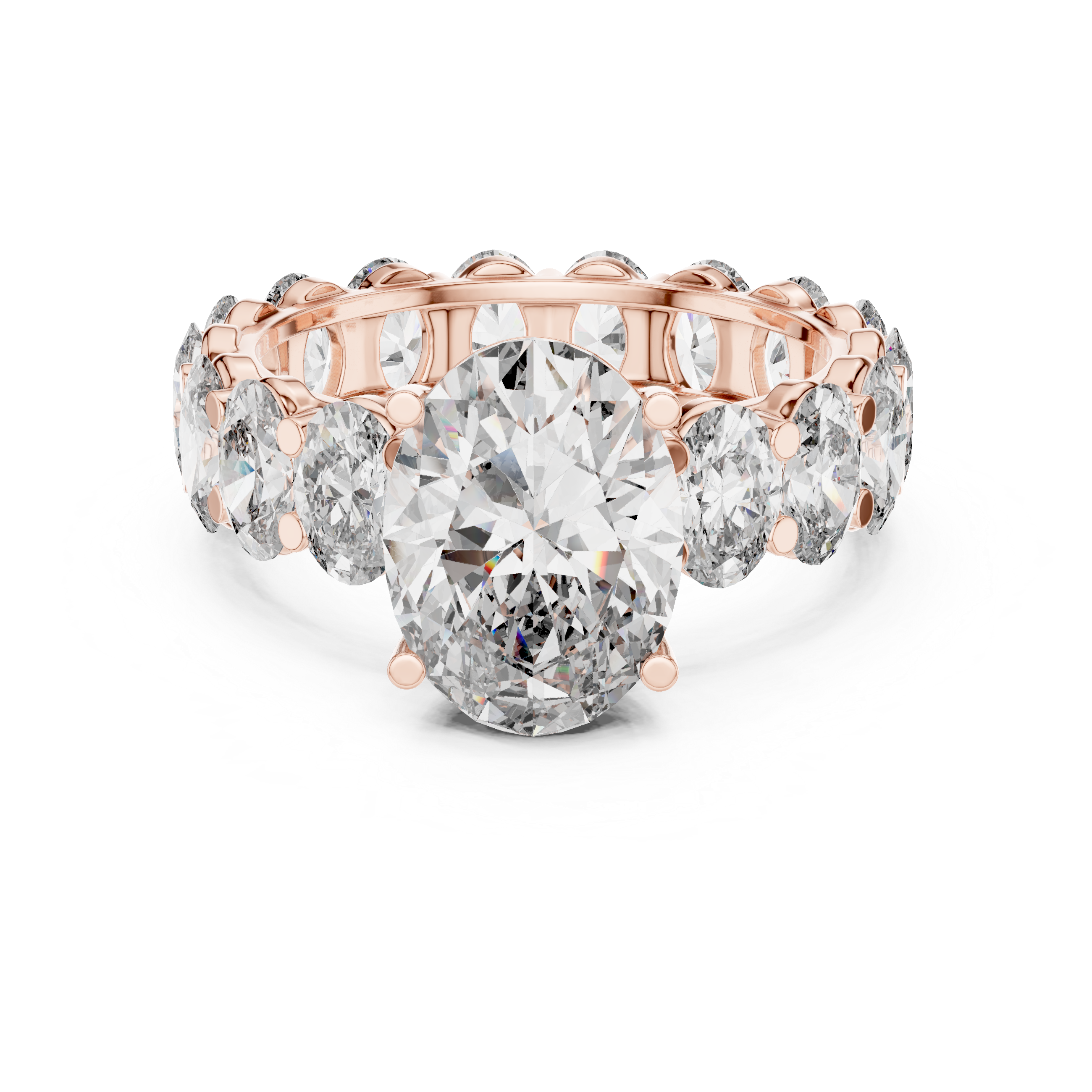 Gold 3Ct Solitaire Eternity Band Oval Lab Grown Diamond Belix Ring