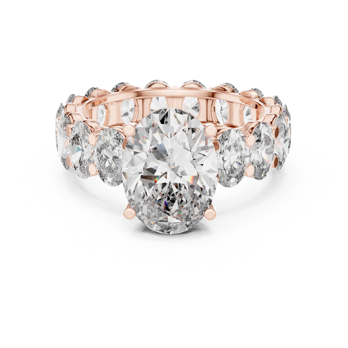Gold 3Ct Solitaire Eternity Band Oval Lab Grown Diamond Belix Ring