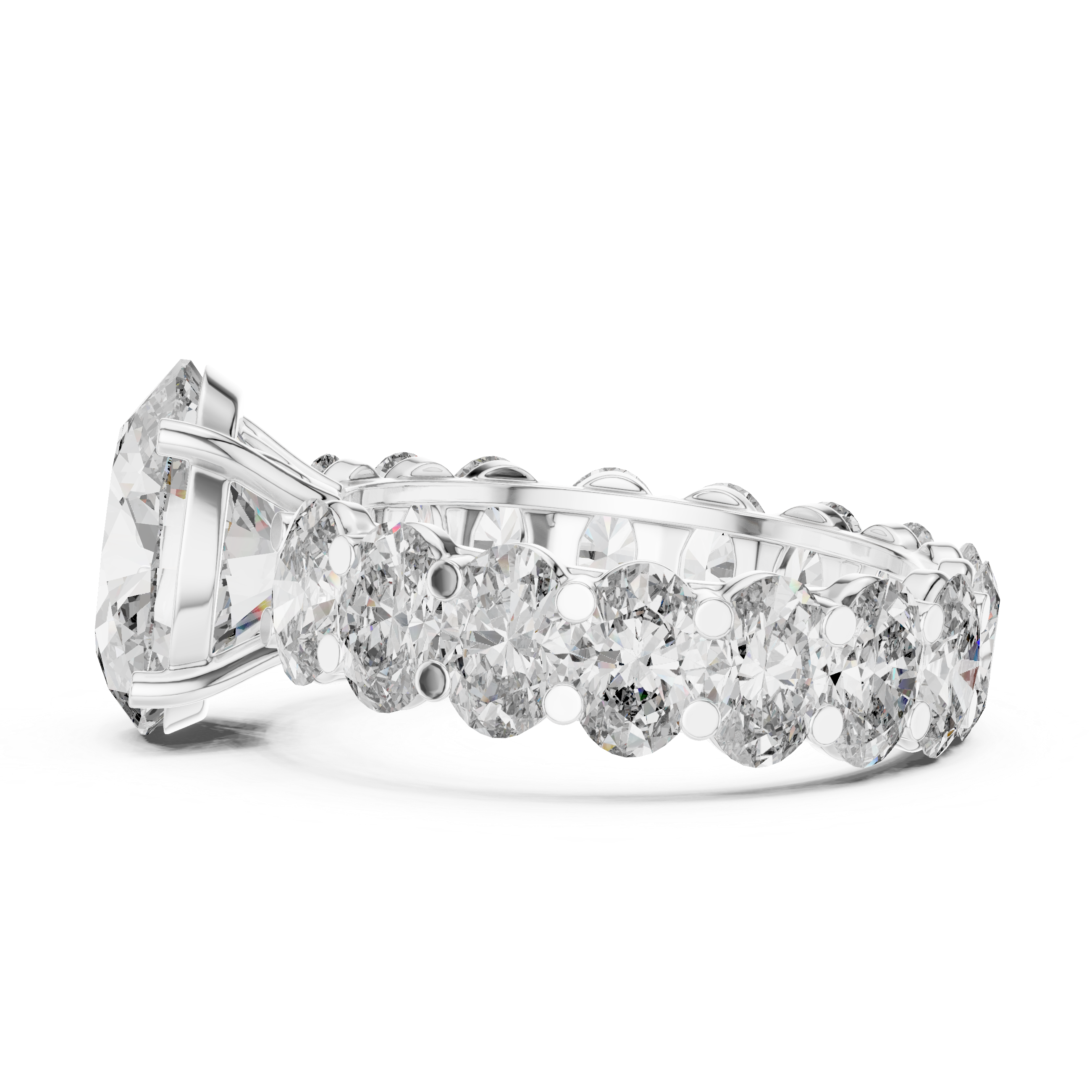 Gold 3Ct Solitaire Eternity Band Oval Lab Grown Diamond Belix Ring