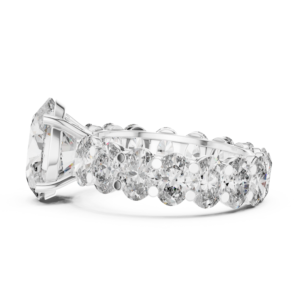 Gold 3Ct Solitaire Eternity Band Oval Lab Grown Diamond Belix Ring