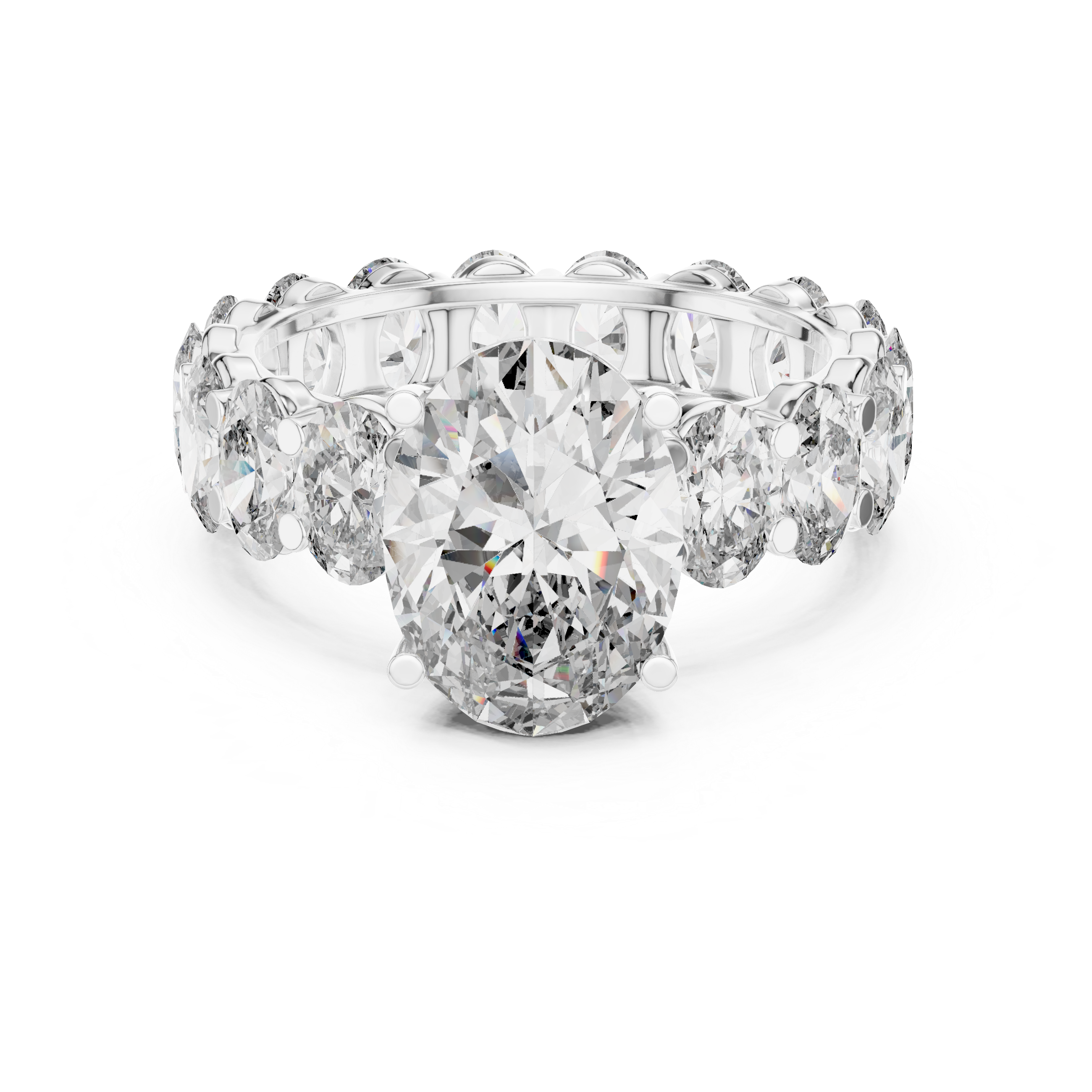 Gold 3Ct Solitaire Eternity Band Oval Lab Grown Diamond Belix Ring