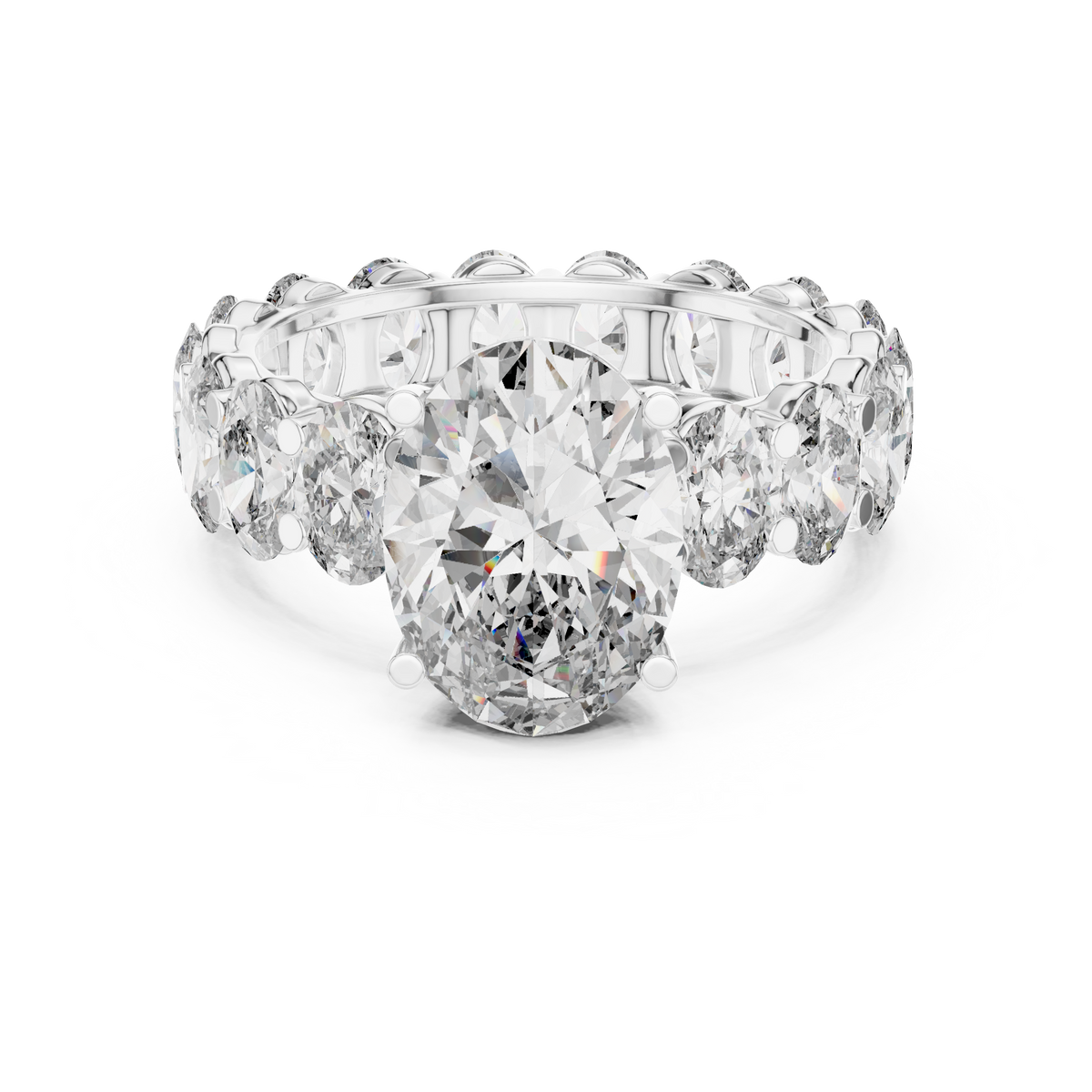 Gold 3Ct Solitaire Eternity Band Oval Lab Grown Diamond Belix Ring