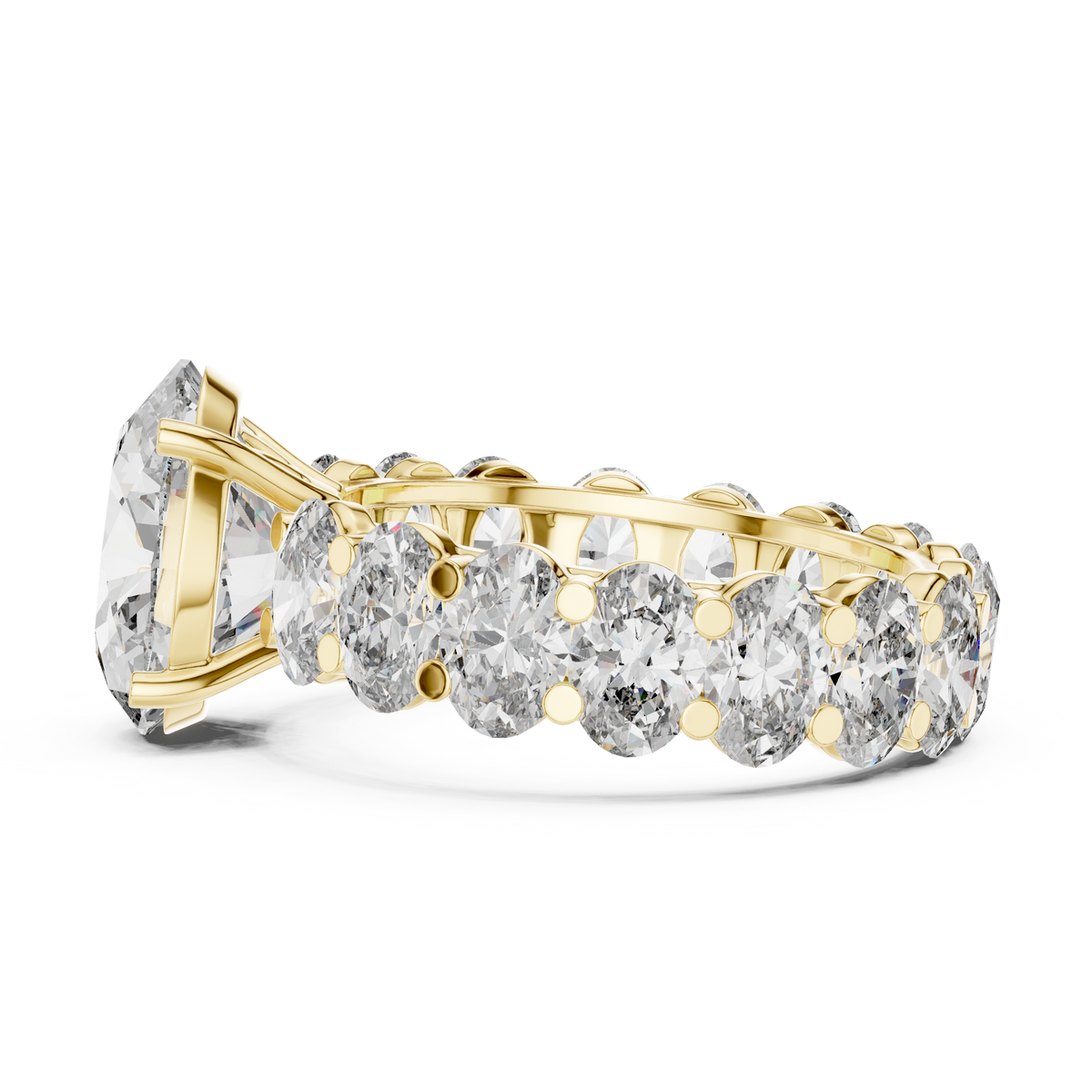 Gold 3Ct Solitaire Eternity Band Oval Lab Grown Diamond Belix Ring