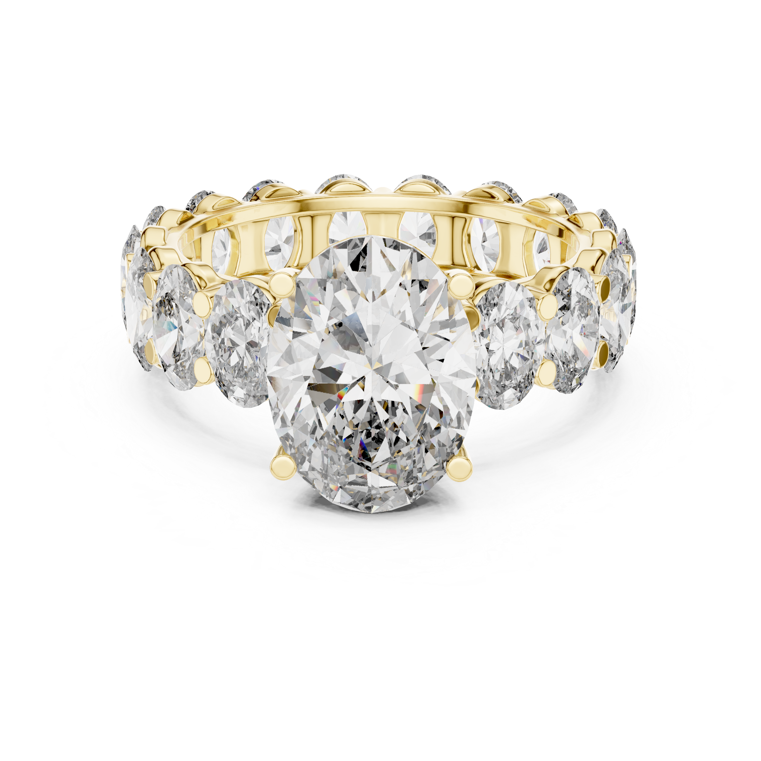 Gold 3Ct Solitaire Eternity Band Oval Lab Grown Diamond Belix Ring