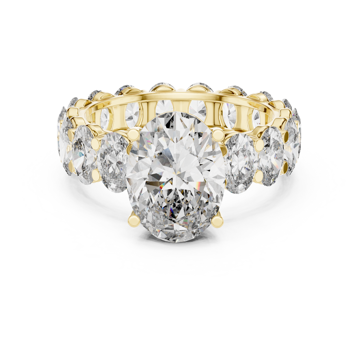 Gold 3Ct Solitaire Eternity Band Oval Lab Grown Diamond Belix Ring