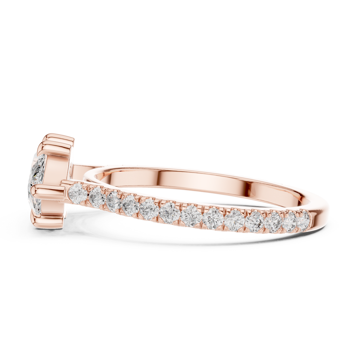 Gold 1Ct Solitaire Pave Band Marquise Lab Grown Diamond Zephia Ring