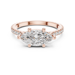 Gold 1Ct Solitaire Pave Band Marquise Lab Grown Diamond Zephia Ring