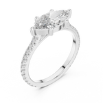 Gold 1Ct Solitaire Pave Band Marquise Lab Grown Diamond Zephia Ring