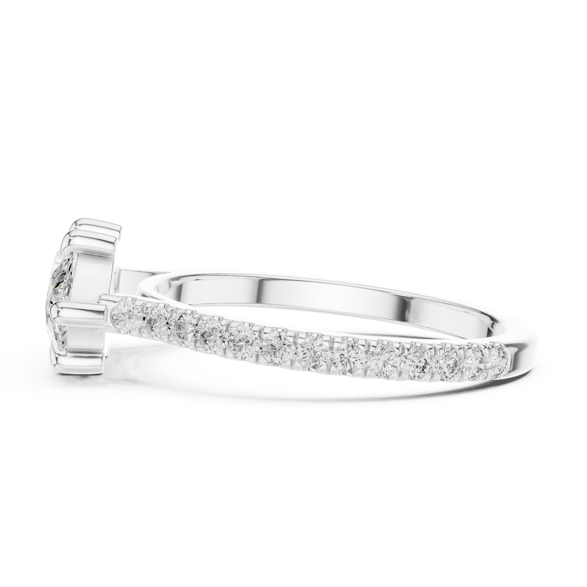 Gold 1Ct Solitaire Pave Band Marquise Lab Grown Diamond Zephia Ring