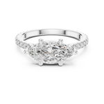 Gold 1Ct Solitaire Pave Band Marquise Lab Grown Diamond Zephia Ring