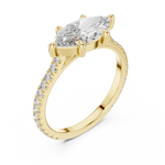 Gold 1Ct Solitaire Pave Band Marquise Lab Grown Diamond Zephia Ring