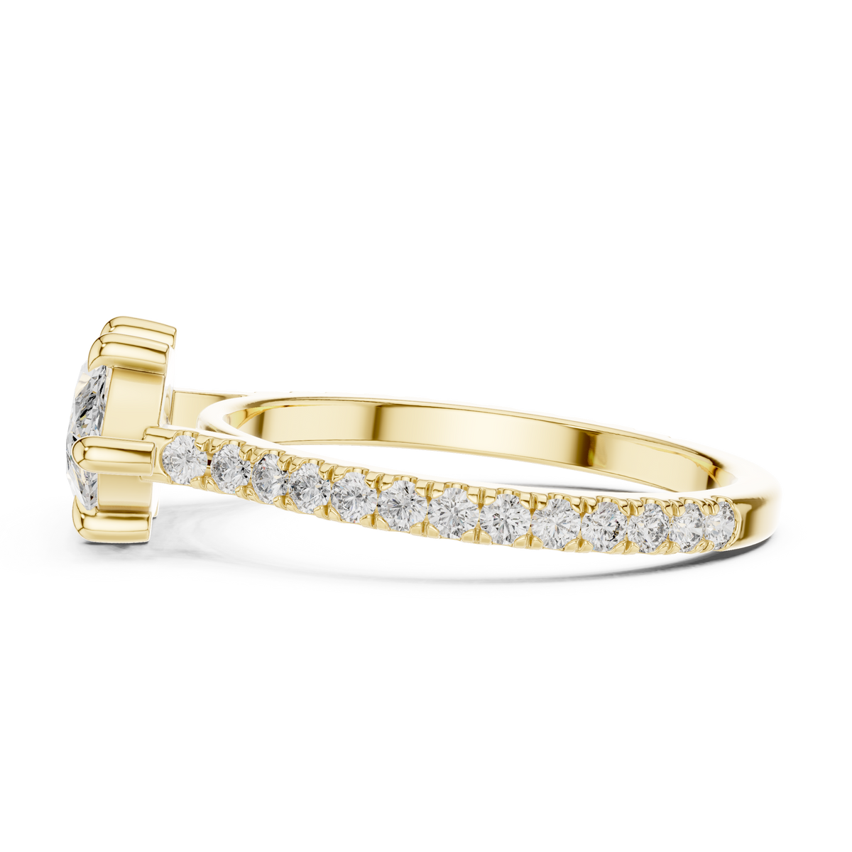 Gold 1Ct Solitaire Pave Band Marquise Lab Grown Diamond Zephia Ring