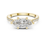 Gold 1Ct Solitaire Pave Band Marquise Lab Grown Diamond Zephia Ring