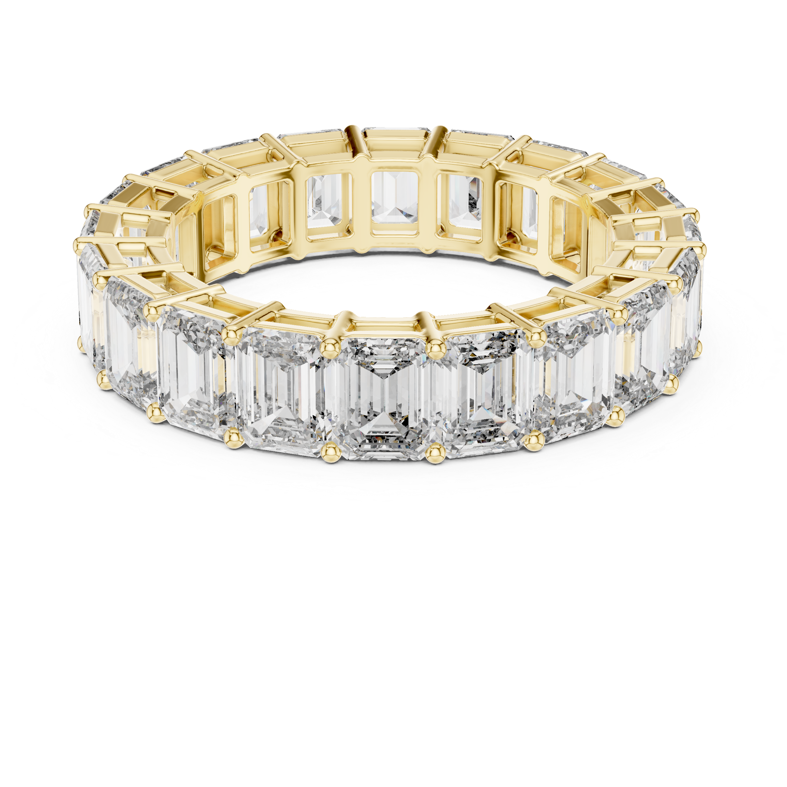 Gold 6Ct Emerald Petal Cluster Eternity Lab Grown Diamond Paevis Ring