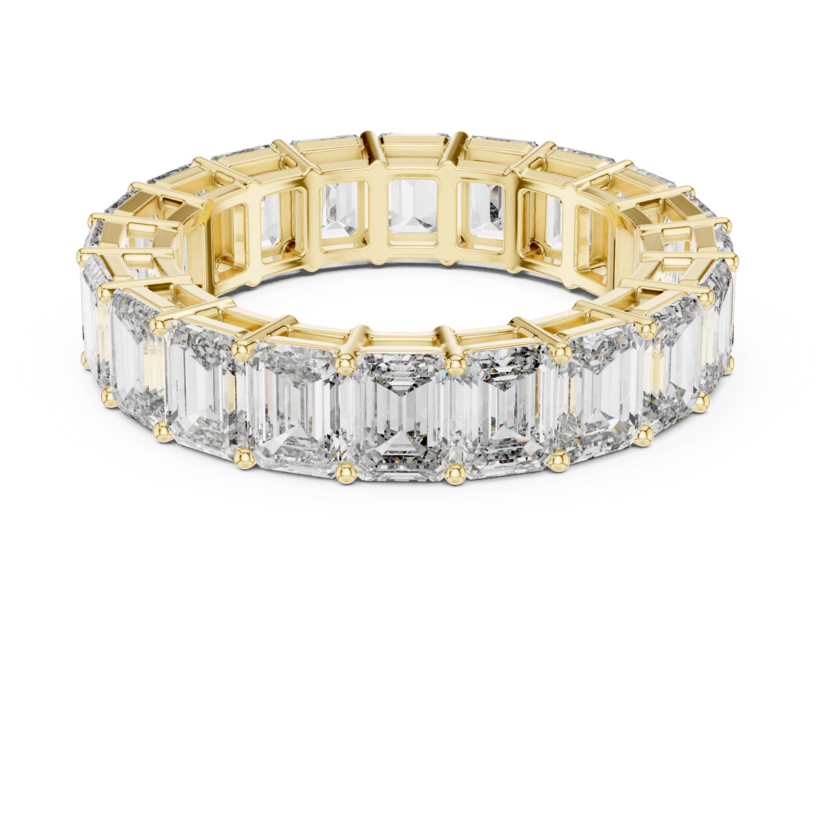 Gold 6Ct Emerald Petal Cluster Eternity Lab Grown Diamond Paevis Ring