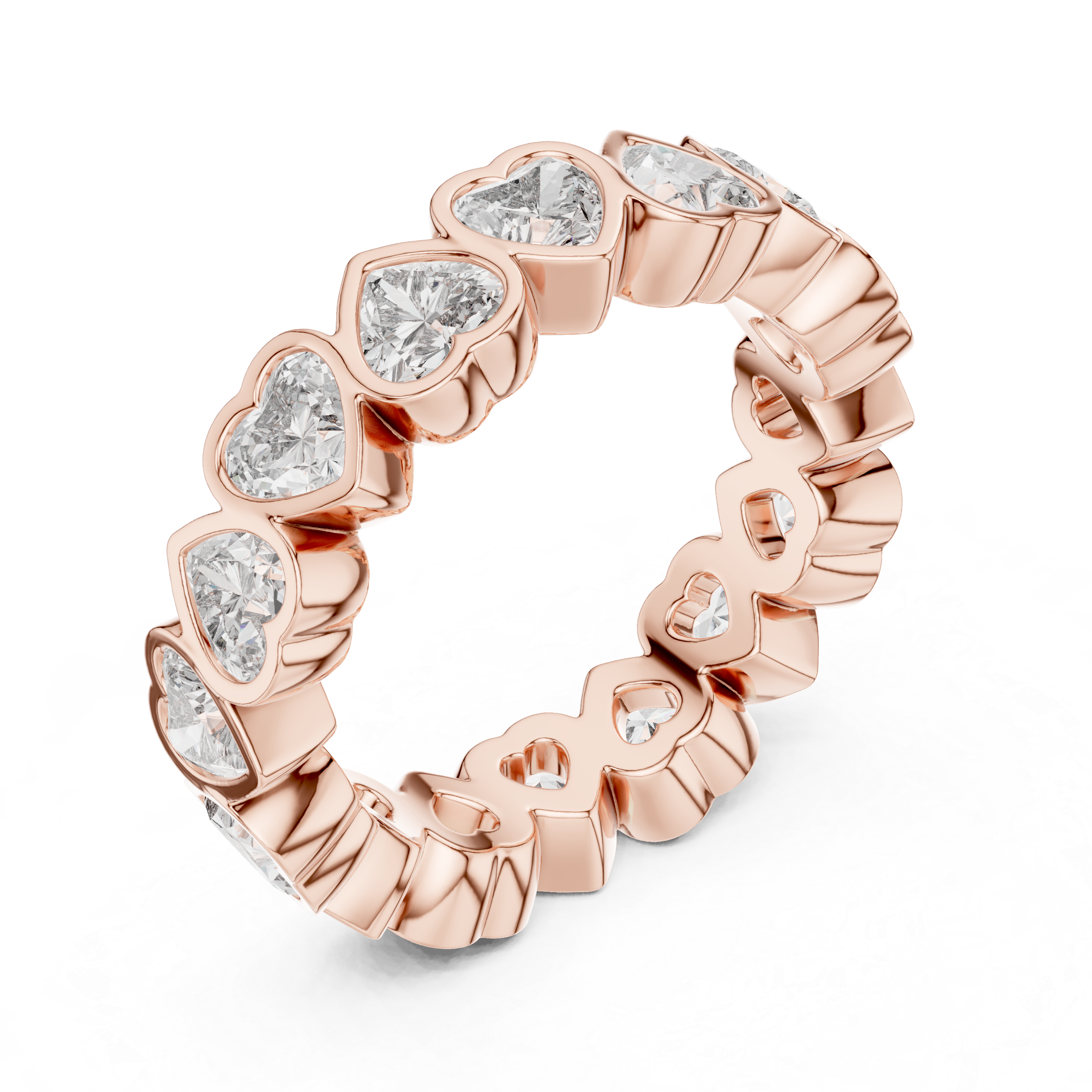 Gold 4Ct Bezel Eternity Heart Lab Grown Diamond Zayel Ring
