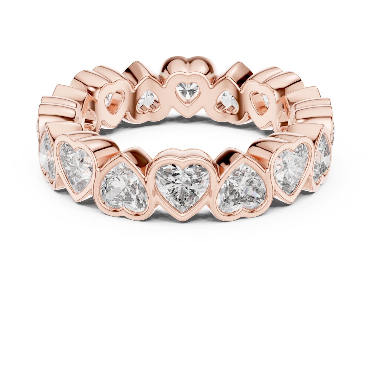 Gold 4Ct Bezel Eternity Heart Lab Grown Diamond Zayel Ring