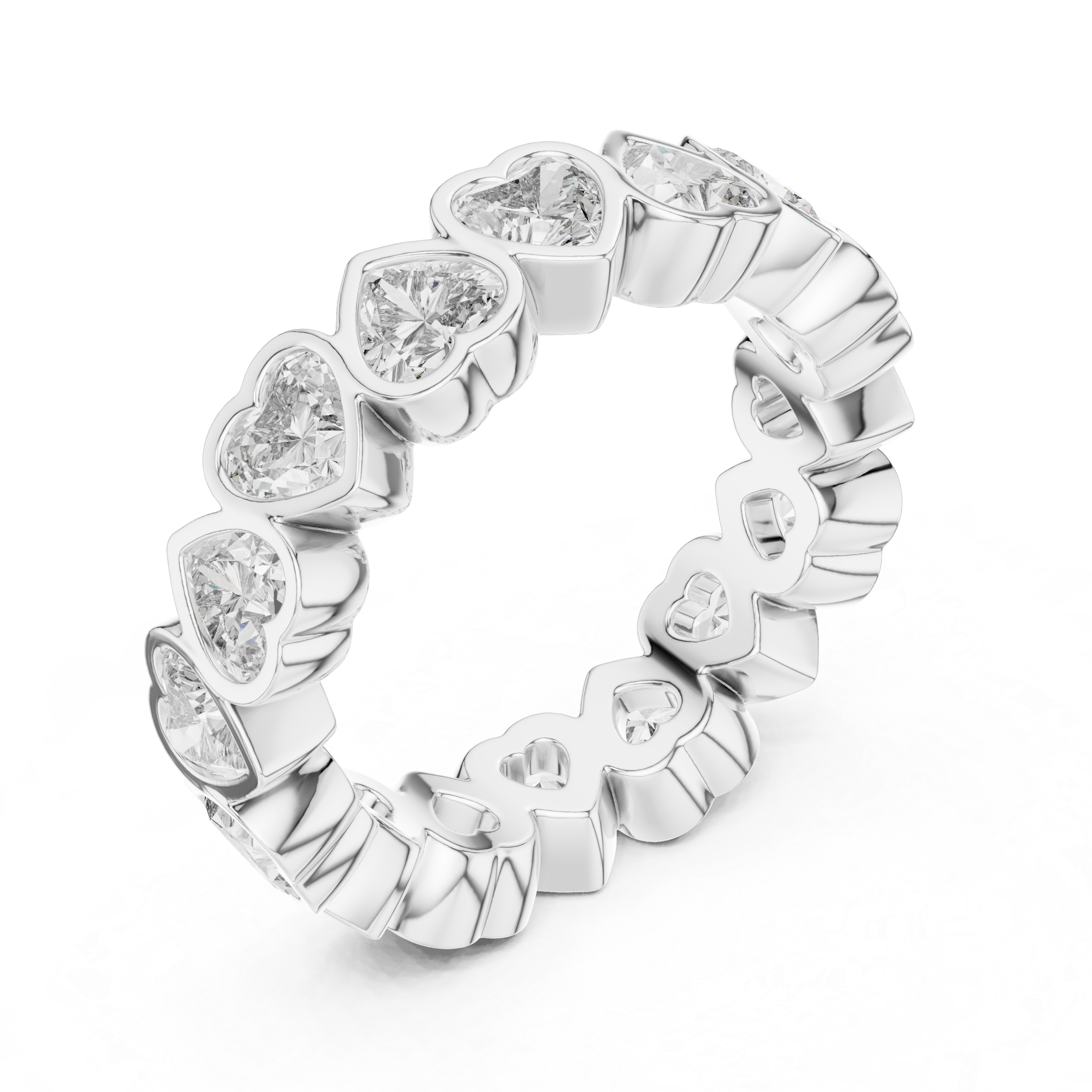 Gold 4Ct Bezel Eternity Heart Lab Grown Diamond Zayel Ring
