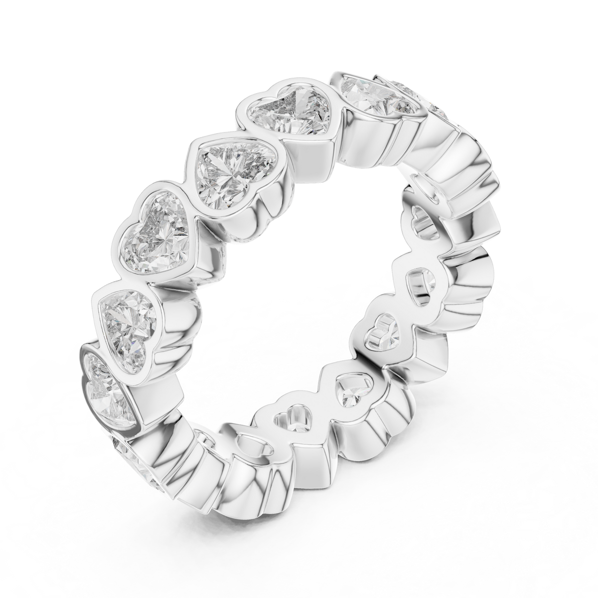 Gold 4Ct Bezel Eternity Heart Lab Grown Diamond Zayel Ring
