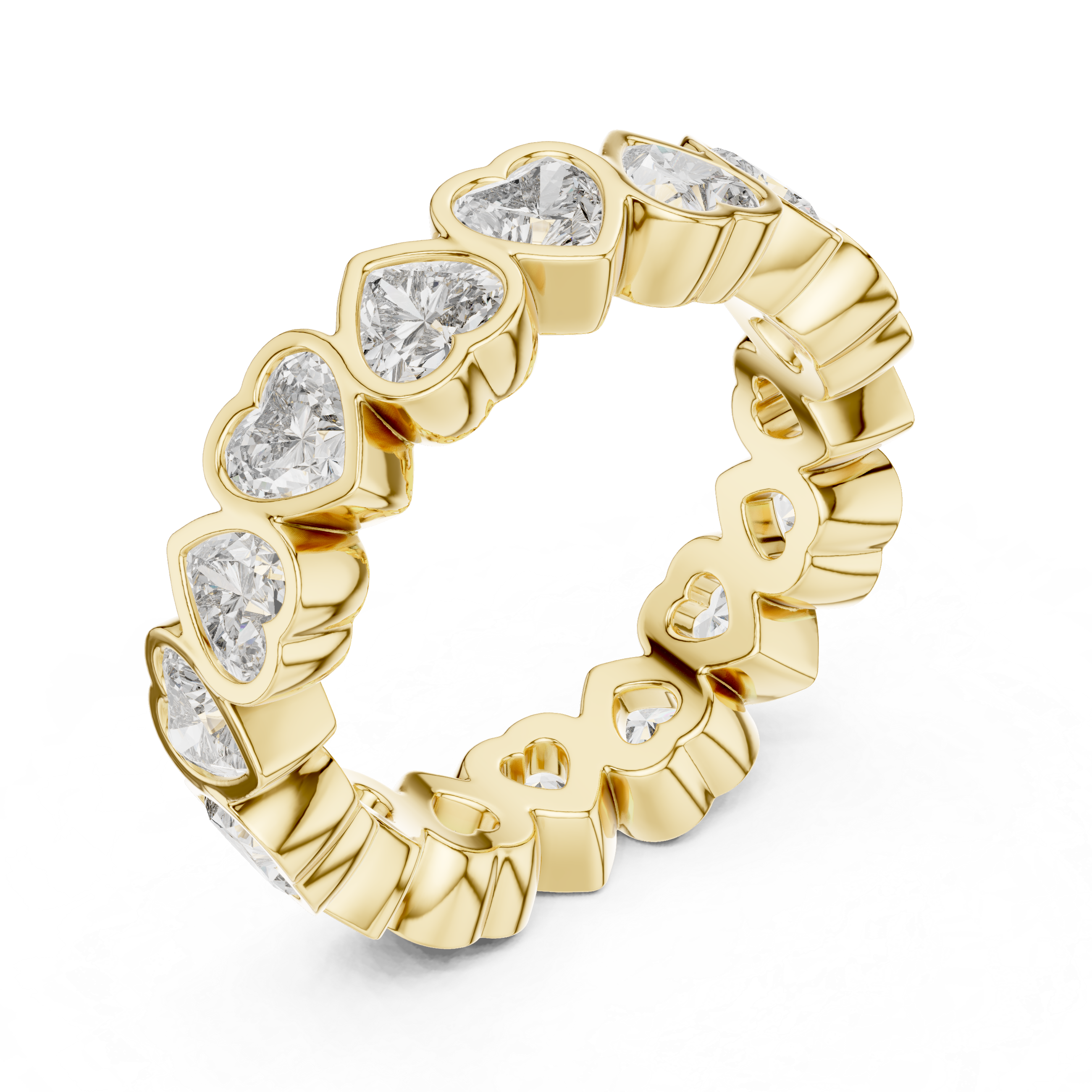 Gold 4Ct Bezel Eternity Heart Lab Grown Diamond Zayel Ring