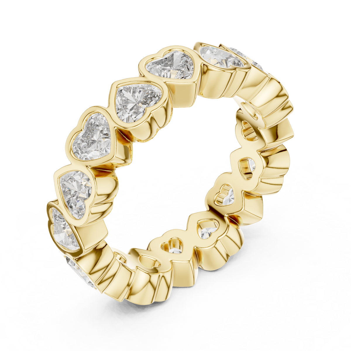 Gold 4Ct Bezel Eternity Heart Lab Grown Diamond Zayel Ring