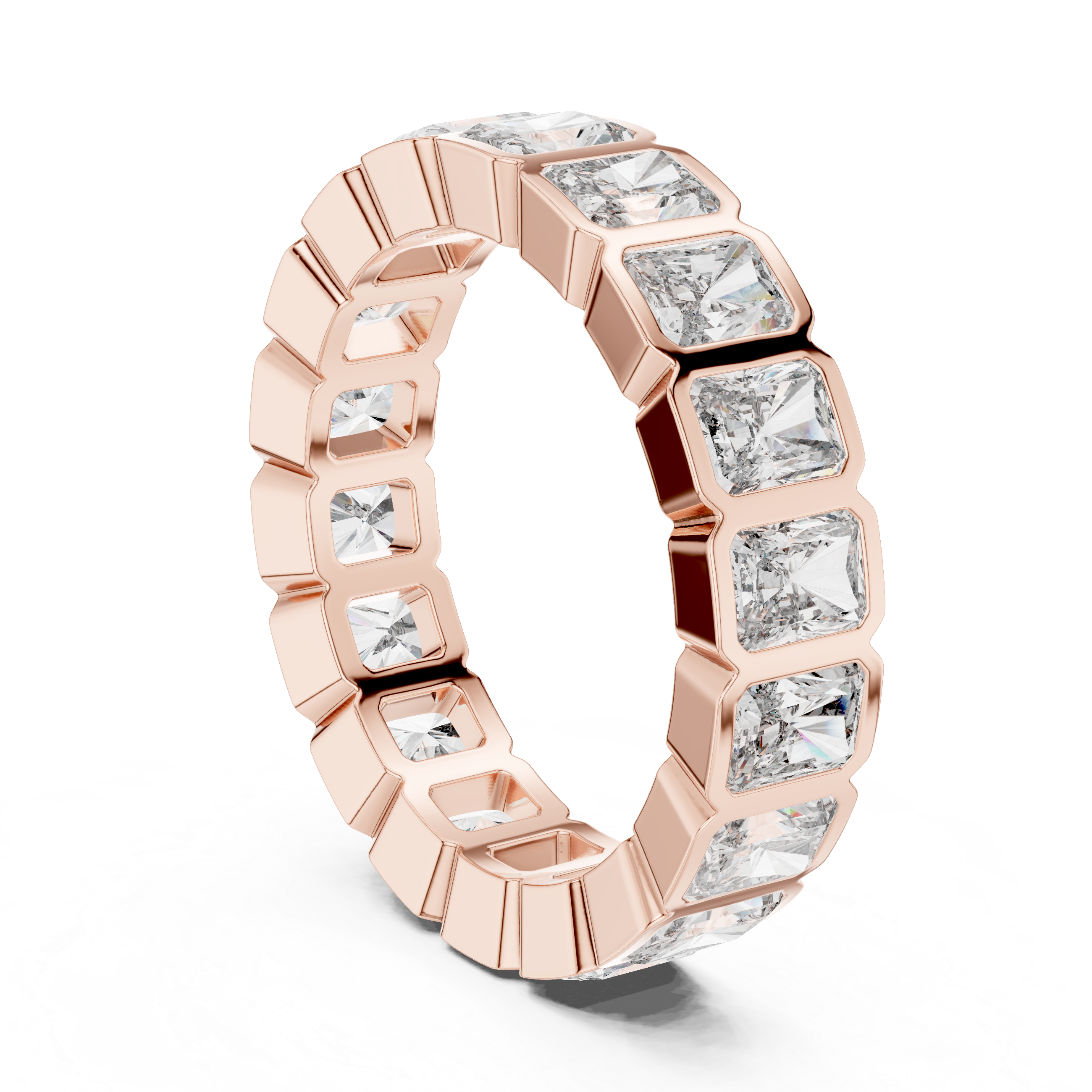 Gold 3Ct Bezel Eternity Radiant Lab Grown Diamond Klyne Ring