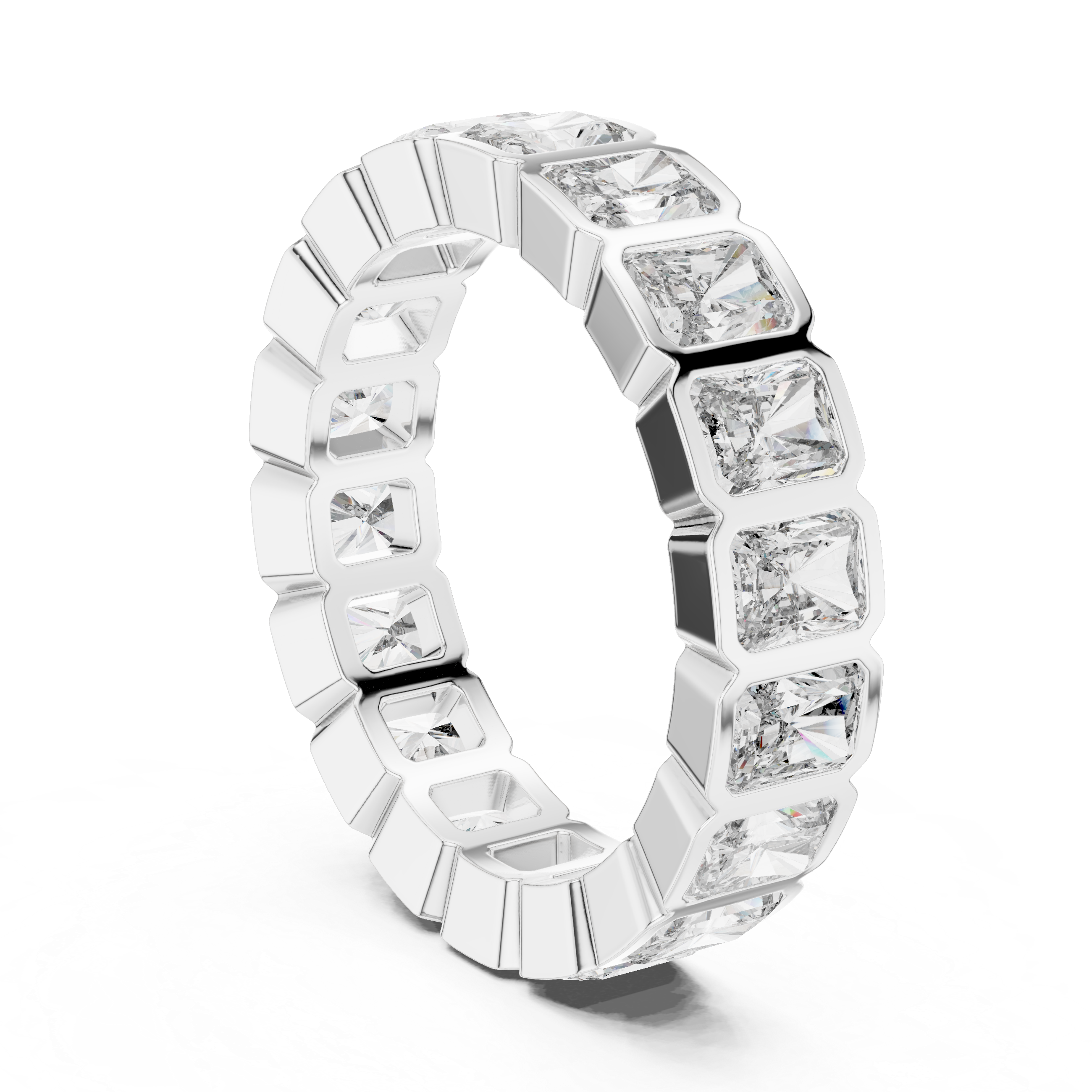 Gold 3Ct Bezel Eternity Radiant Lab Grown Diamond Klyne Ring