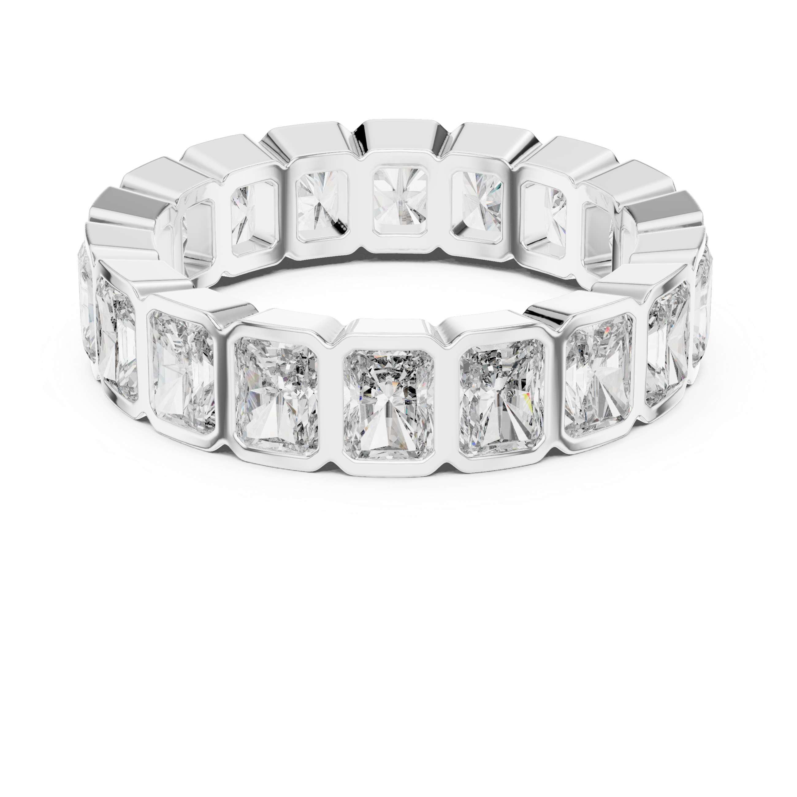 Gold 3Ct Bezel Eternity Radiant Lab Grown Diamond Klyne Ring