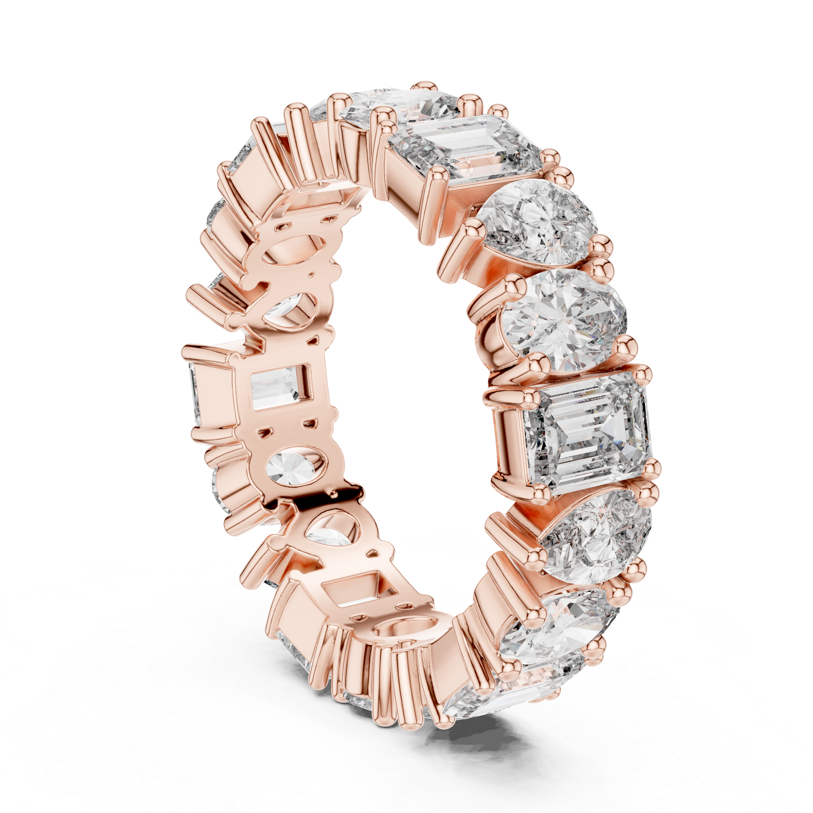 Gold 4Ct Mixed Shape Prong Eternity Lab Grown Diamond Ziora Ring