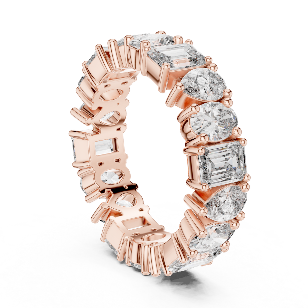 Gold 4Ct Mixed Shape Prong Eternity Lab Grown Diamond Ziora Ring