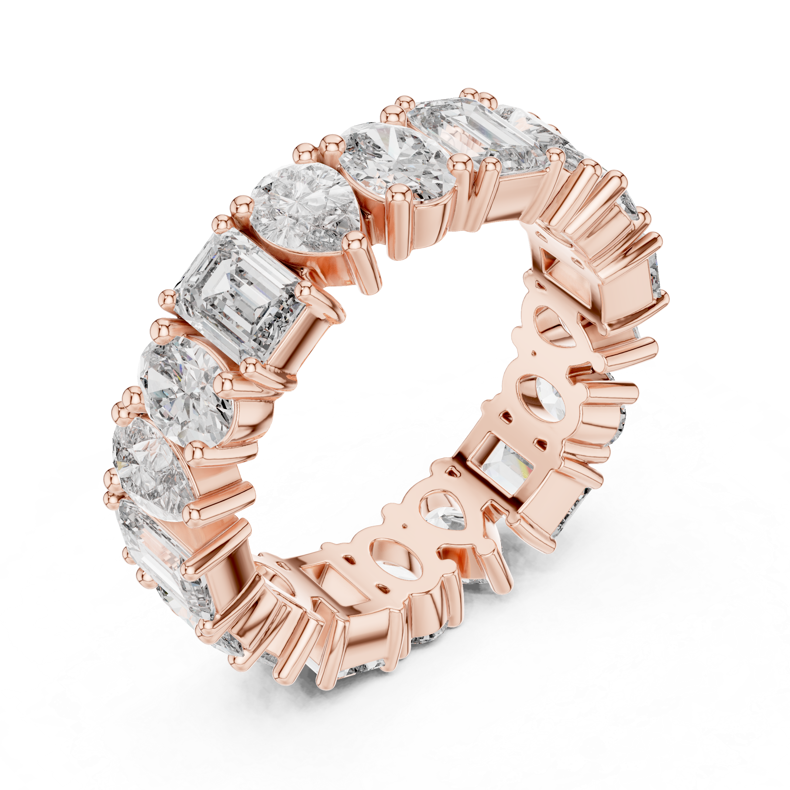 Gold 4Ct Mixed Shape Prong Eternity Lab Grown Diamond Ziora Ring