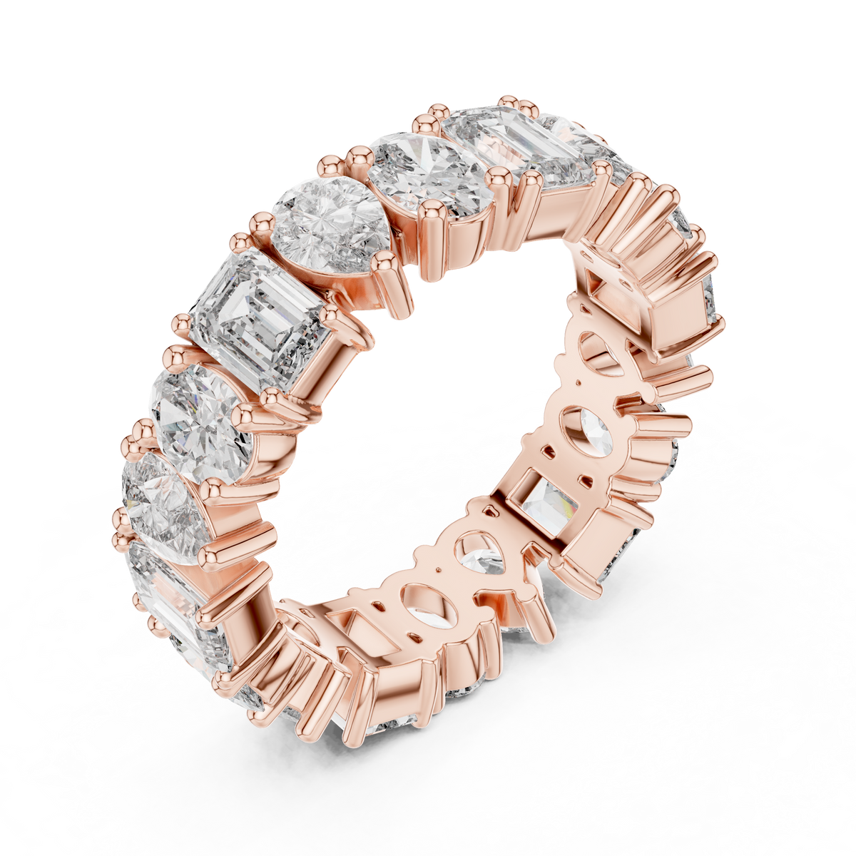 Gold 4Ct Mixed Shape Prong Eternity Lab Grown Diamond Ziora Ring